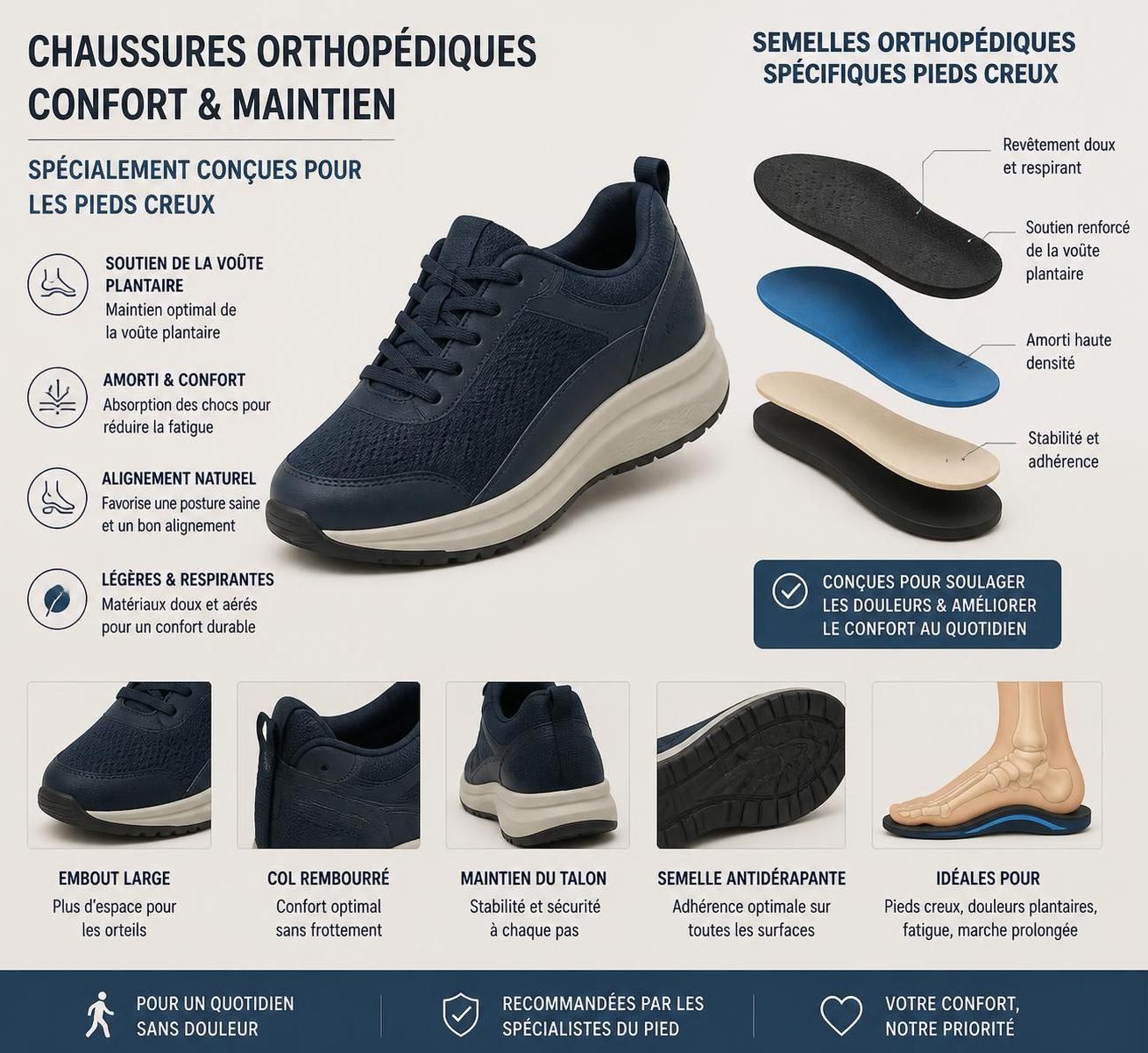 découvrez comment choisir la semelle idéale pour pied creux afin d'assurer un confort optimal au quotidien et prévenir les douleurs.